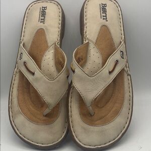 BORN Leather Sandals Sz 10 US - 42 EU ivory/Cream leather upper & Lining
